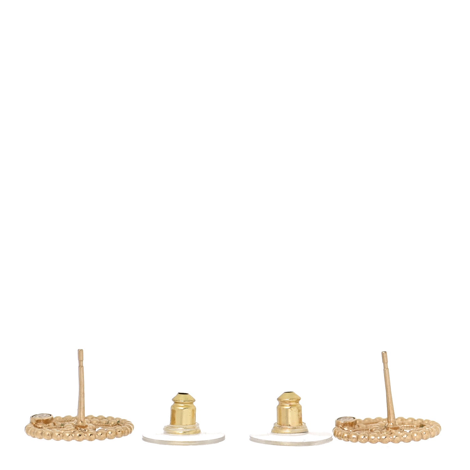 Chanel Metal Bead Round CC Stud Earrings Gold 3 of 5