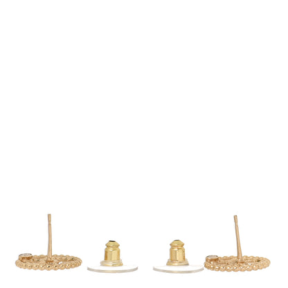 Chanel Metal Bead Round CC Stud Earrings Gold 3 of 5