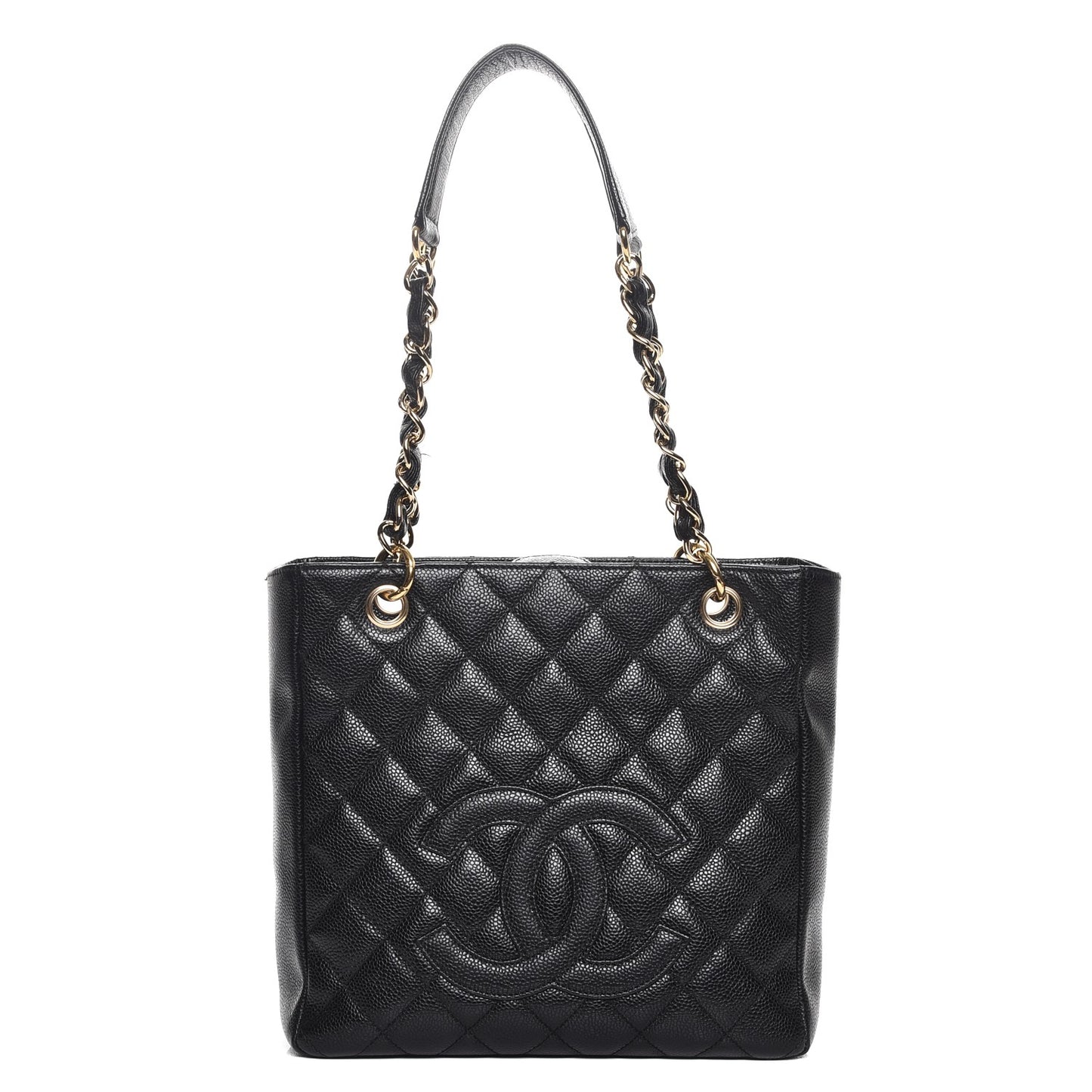 Caviar Quilted Petit Shopping Tote PST Black