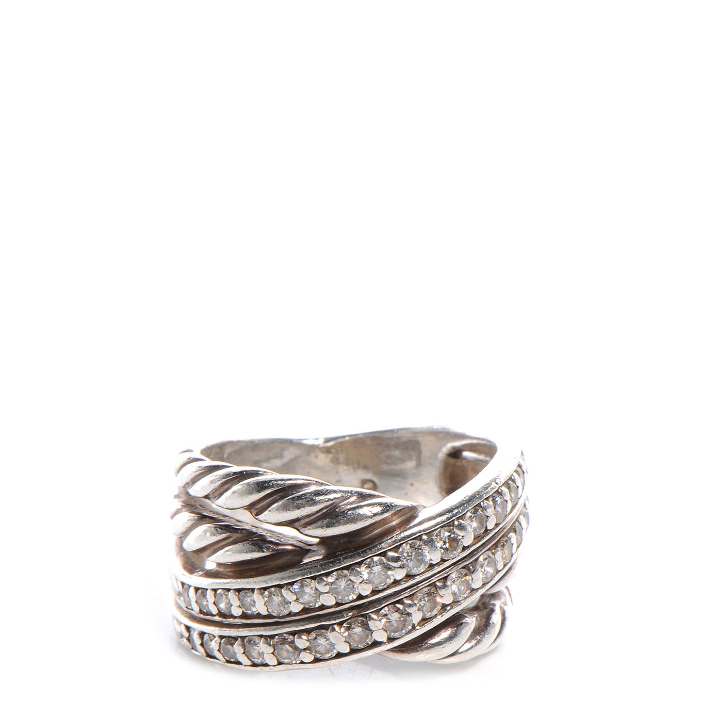 Sterling Silver Diamond Crossover Ring 4.5