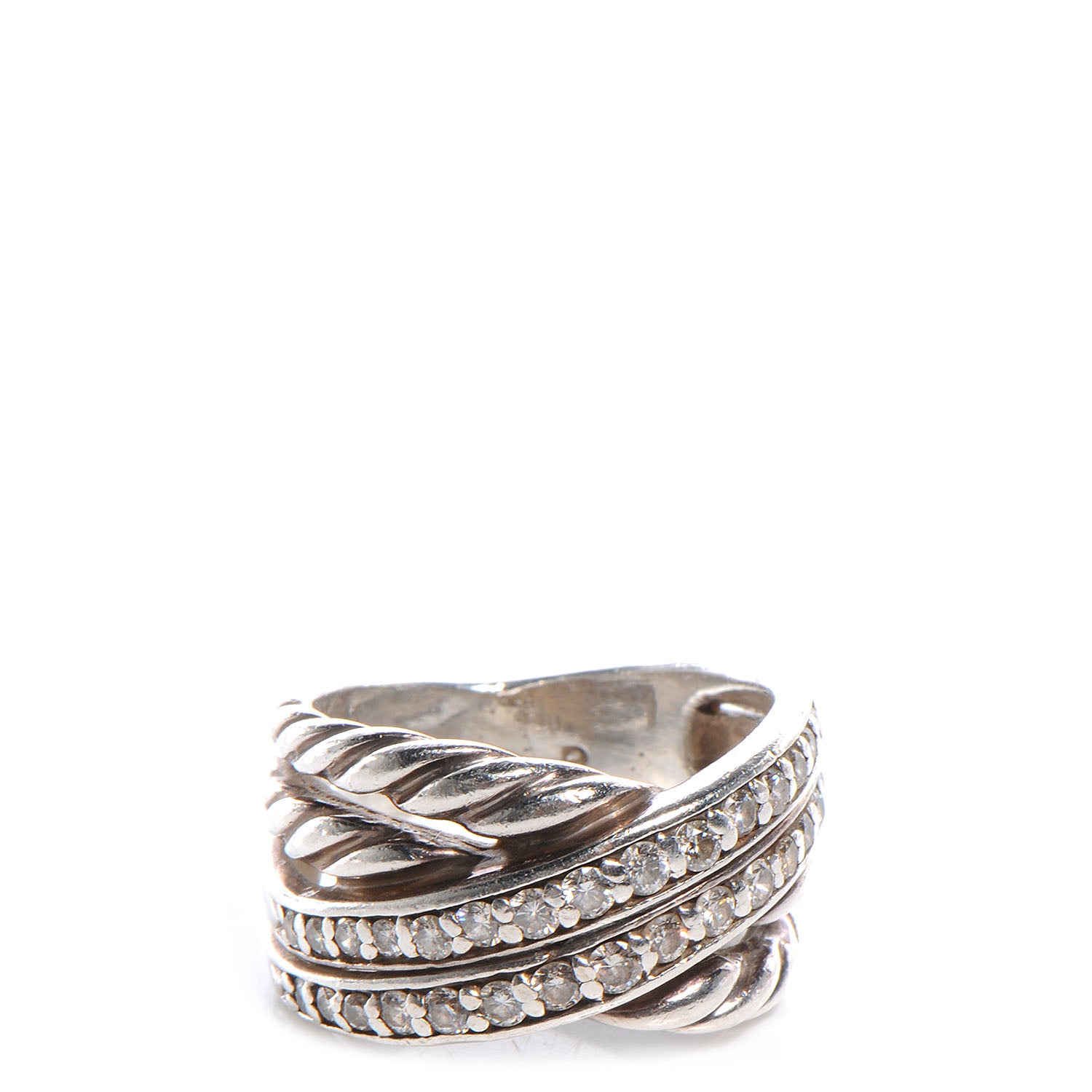 David Yurman Sterling Silver Diamond Crossover Ring 4.5 1 of 5