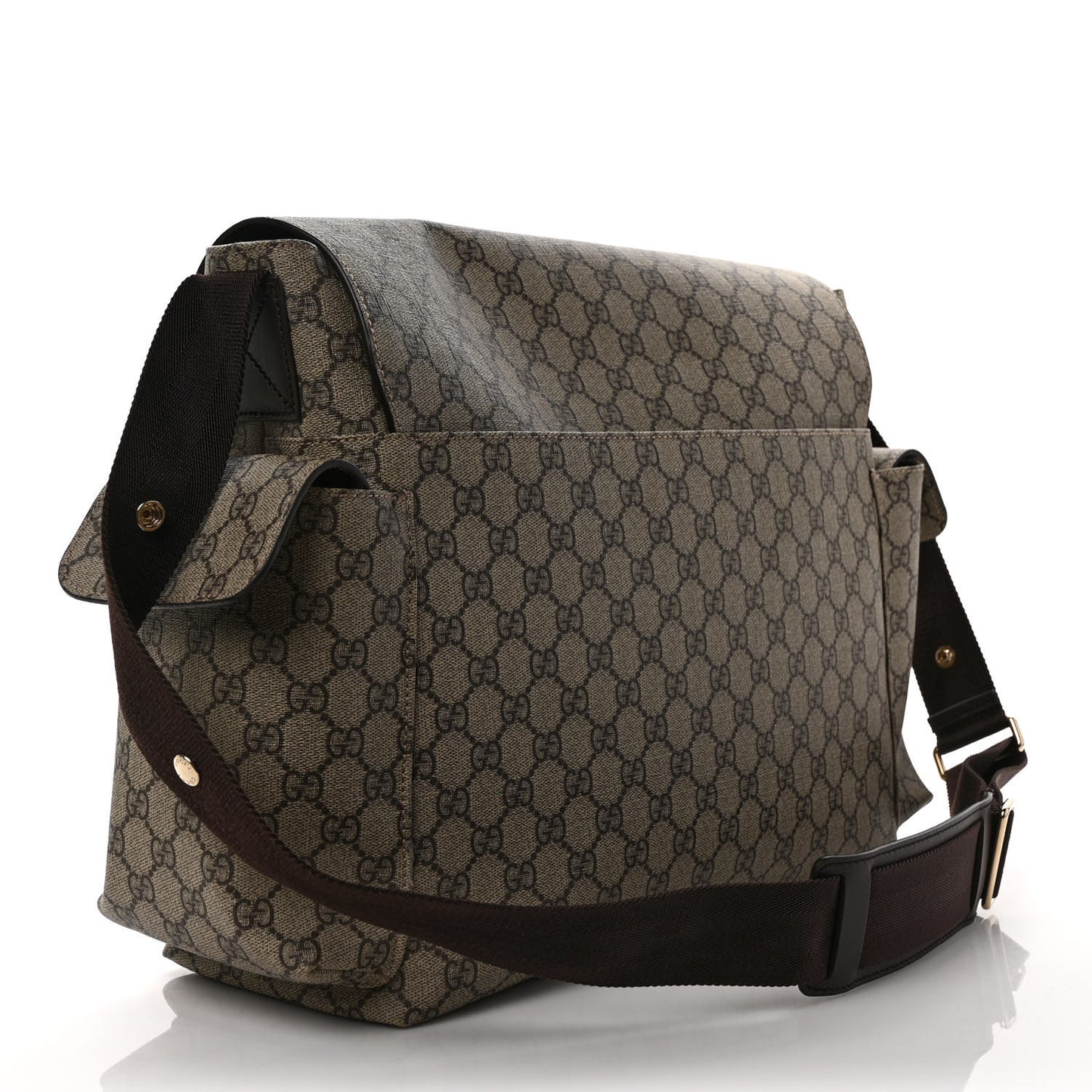 GG Plus Monogram Messenger Diaper Bag Dark Brown