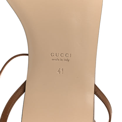 Gucci Lifford Calfskin GG Marmont Ankle Wrap Flat Sandals 41 Cognac 8 of 9