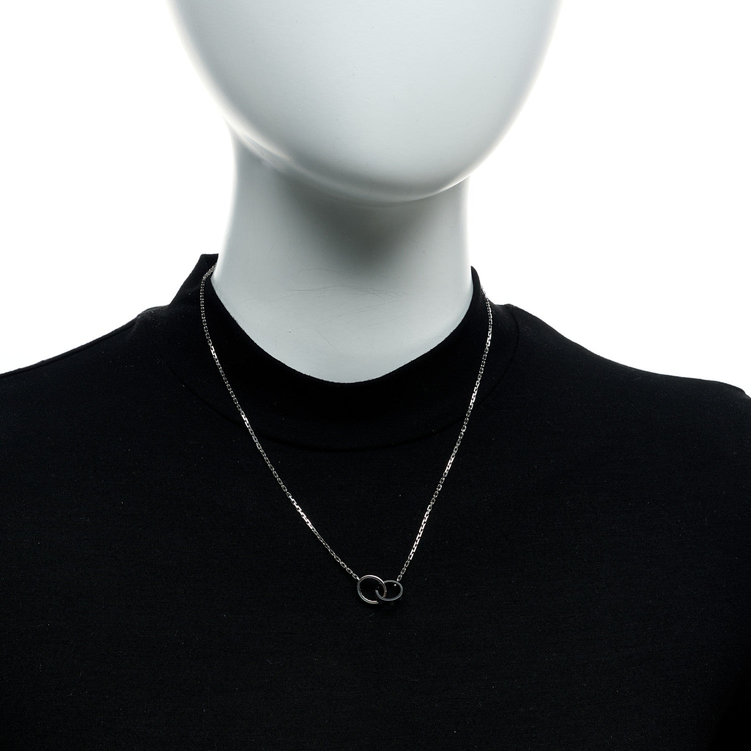 Cartier 18K White Gold Black Ceramic Diamond Interlocking LOVE Necklace 5 of 5