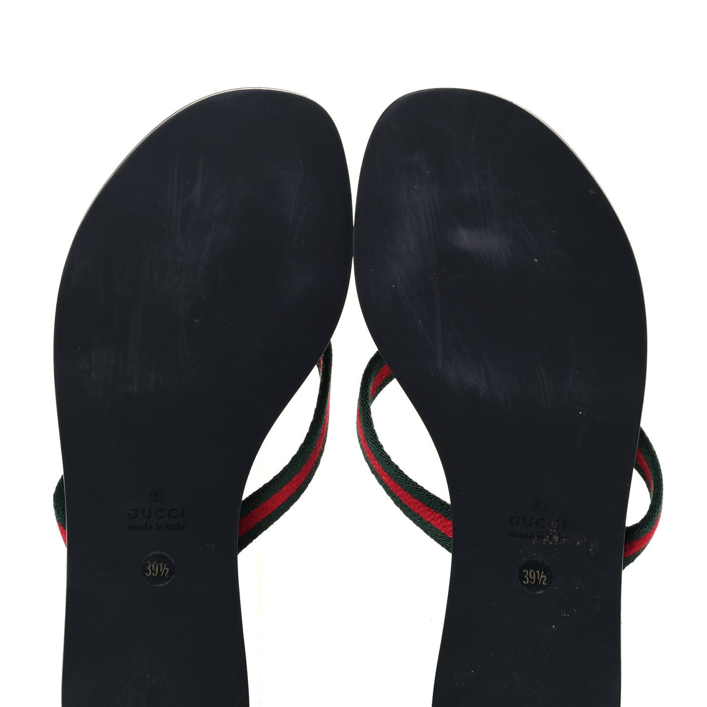 Nylon Calfskin Web Womens Thong Sandals 39.5 Green Red Black