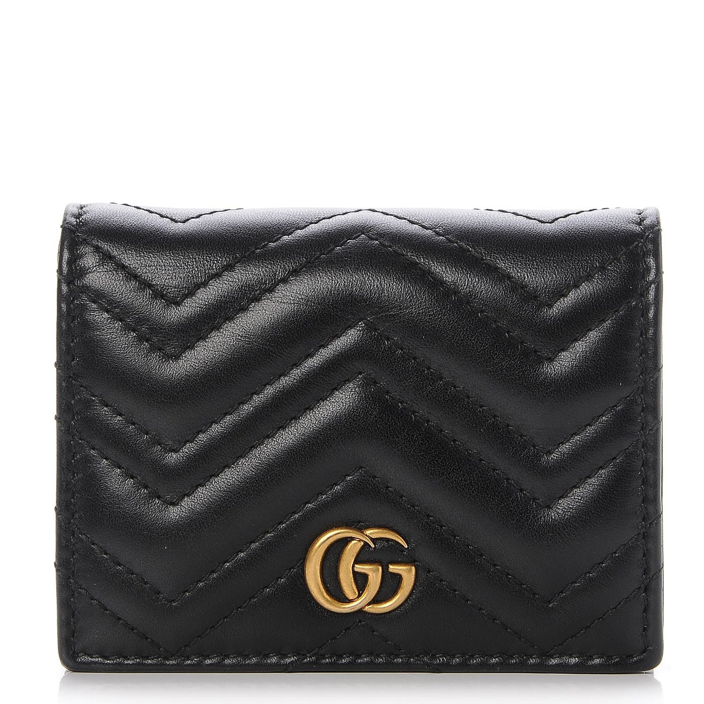 Calfskin Matelasse GG Marmont Card Case Wallet Black