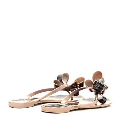 Valentino Garavani PVC Jelly Lace Print Bow Thong Sandals 36 Black Poudre 4 of 8