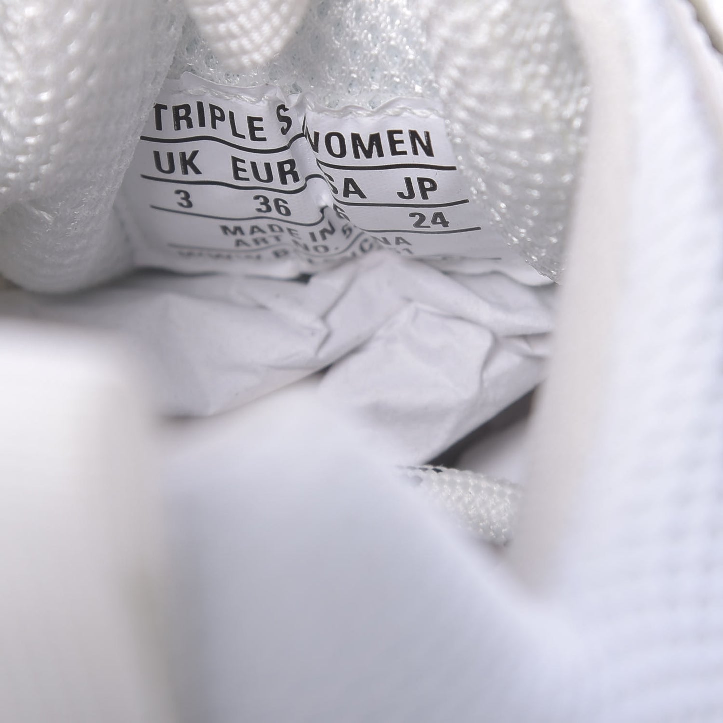 Fabric Mesh Clear Sole Womens Triple S Sneakers 36 White
