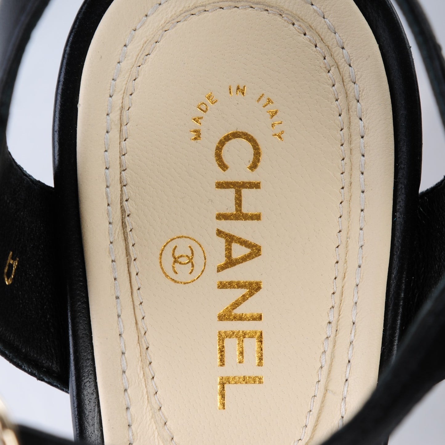 Lambskin Reissue Chain Sandals 36.5 Black Gold