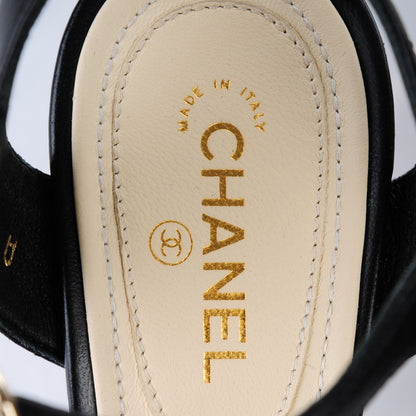 Chanel Lambskin Reissue Chain Sandals 36.5 Black Gold 8 of 9