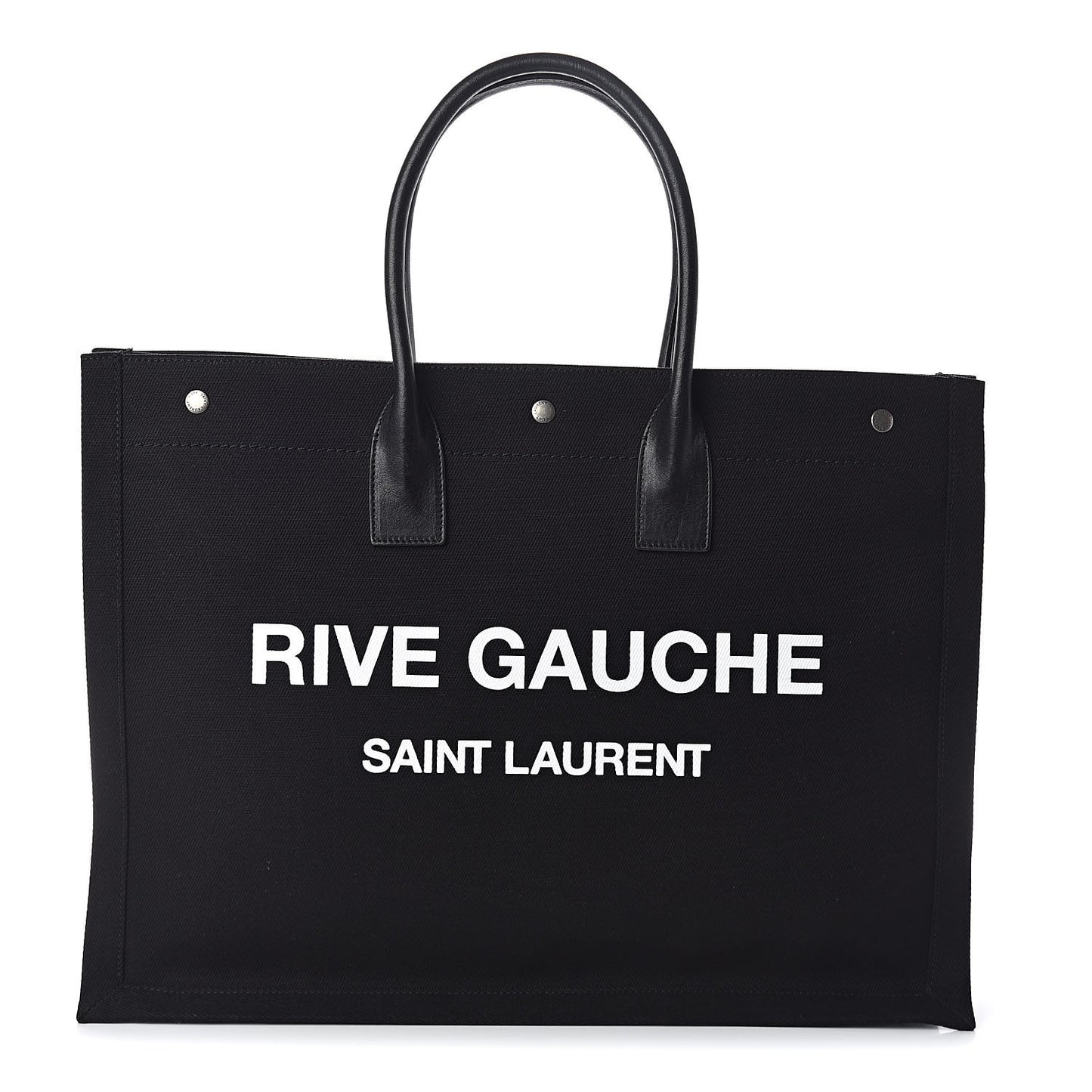 Linen Calfskin Rive Gauche Tote Black