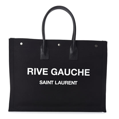 Saint Laurent Linen Calfskin Rive Gauche Tote Black 1 of 9