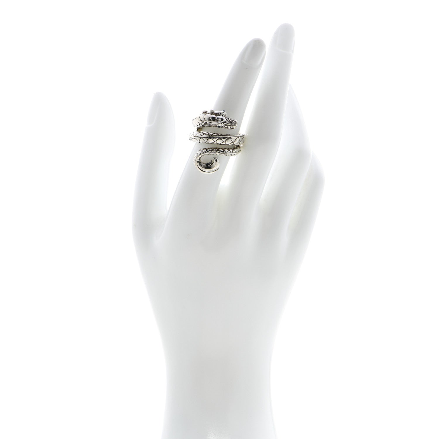 John Hardy Sterling Silver Blue Sapphire Legends Naga Dragon Coil Ring 54 7 2 of 4