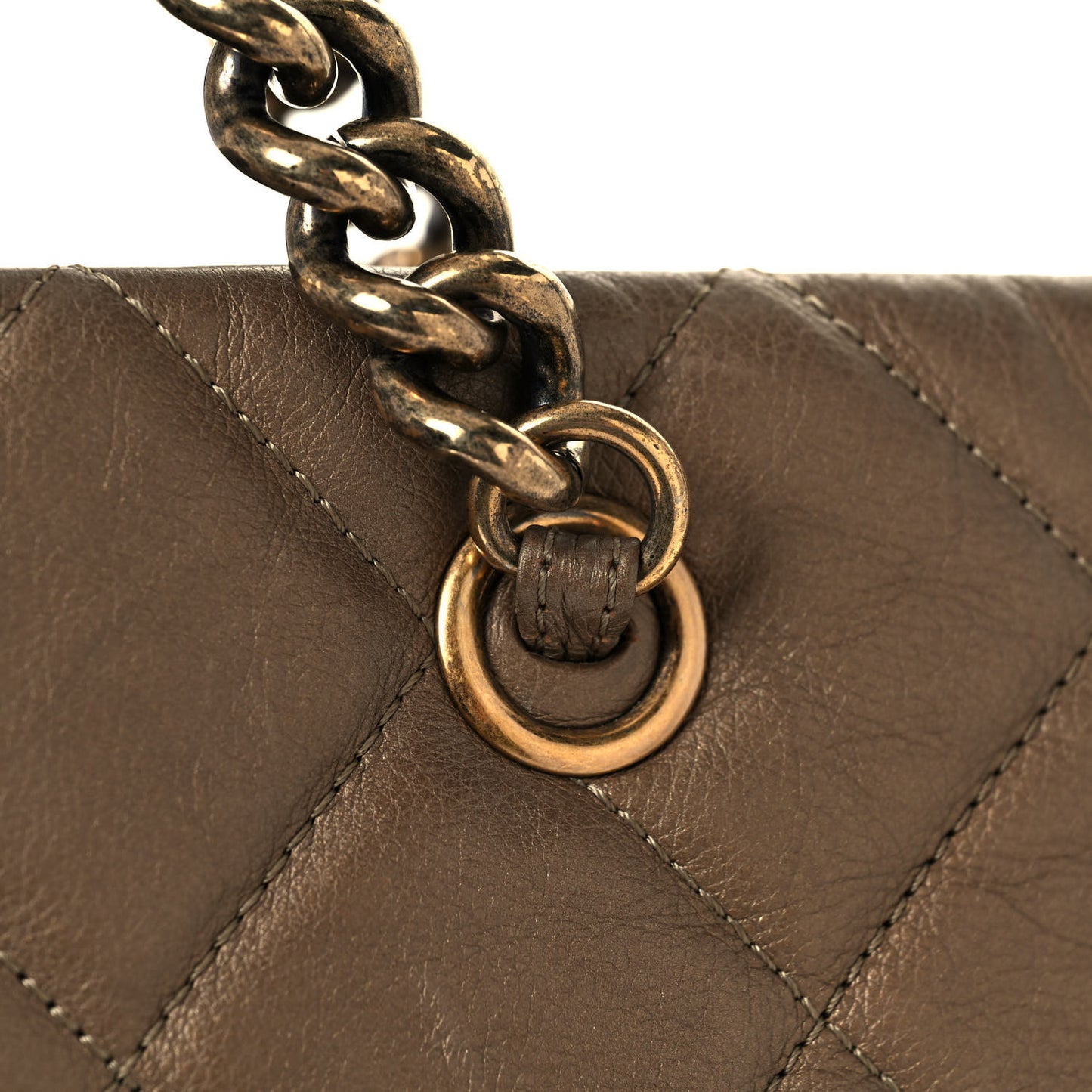 Metallic Calfskin Quilted Large CC Crown Tote Gold