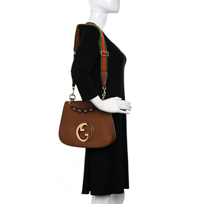 Gucci Roxy Calfskin Web Medium Blondie Top Handle Shoulder Flap Bag Cuir 2 of 9