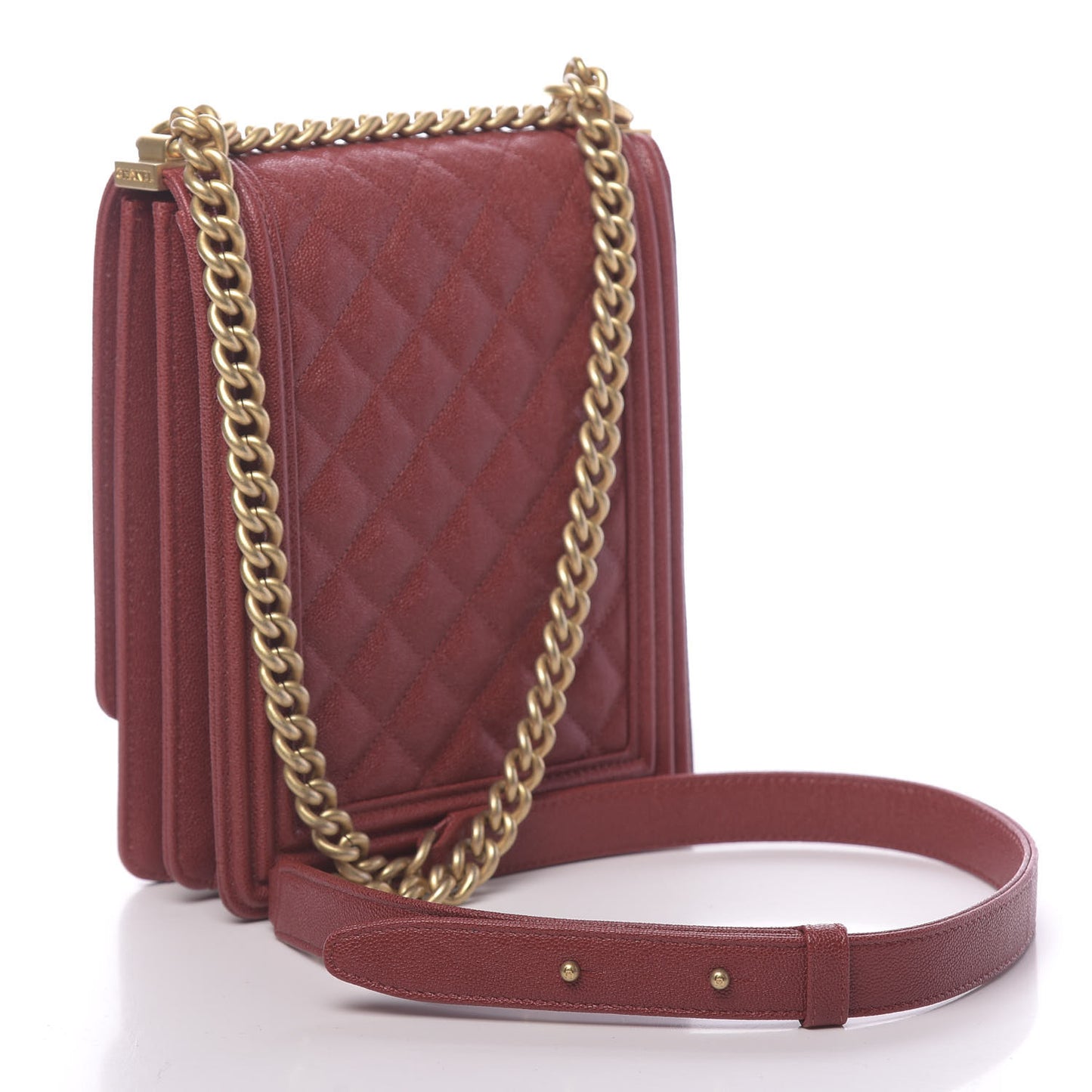 Caviar Quilted North South Boy Flap Red