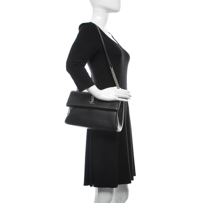 Saint Laurent Grain De Poudre Medium West Hollywood Monogram Fold-Over Black 2 of 10