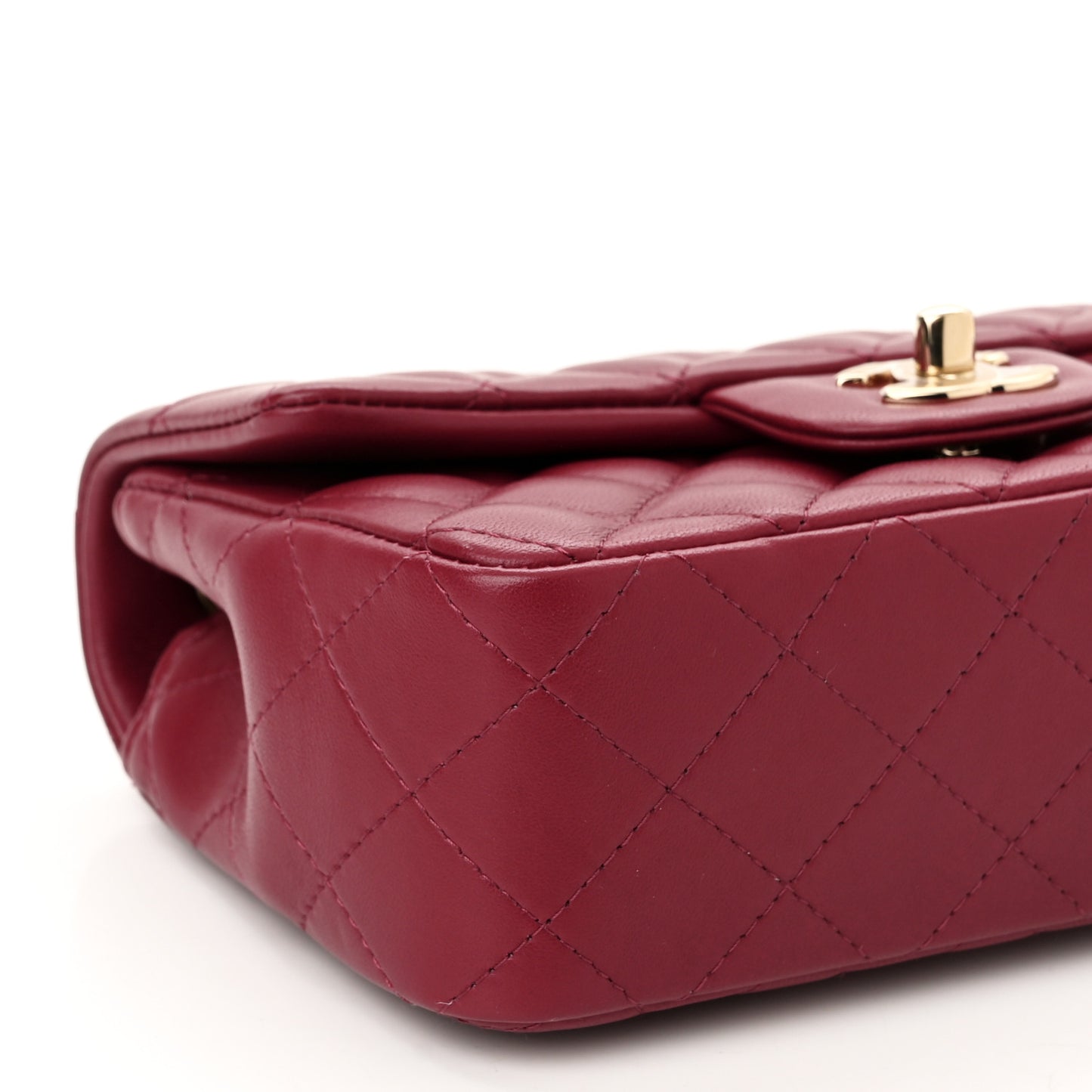 Lambskin Quilted Mini Rectangular Flap Burgundy