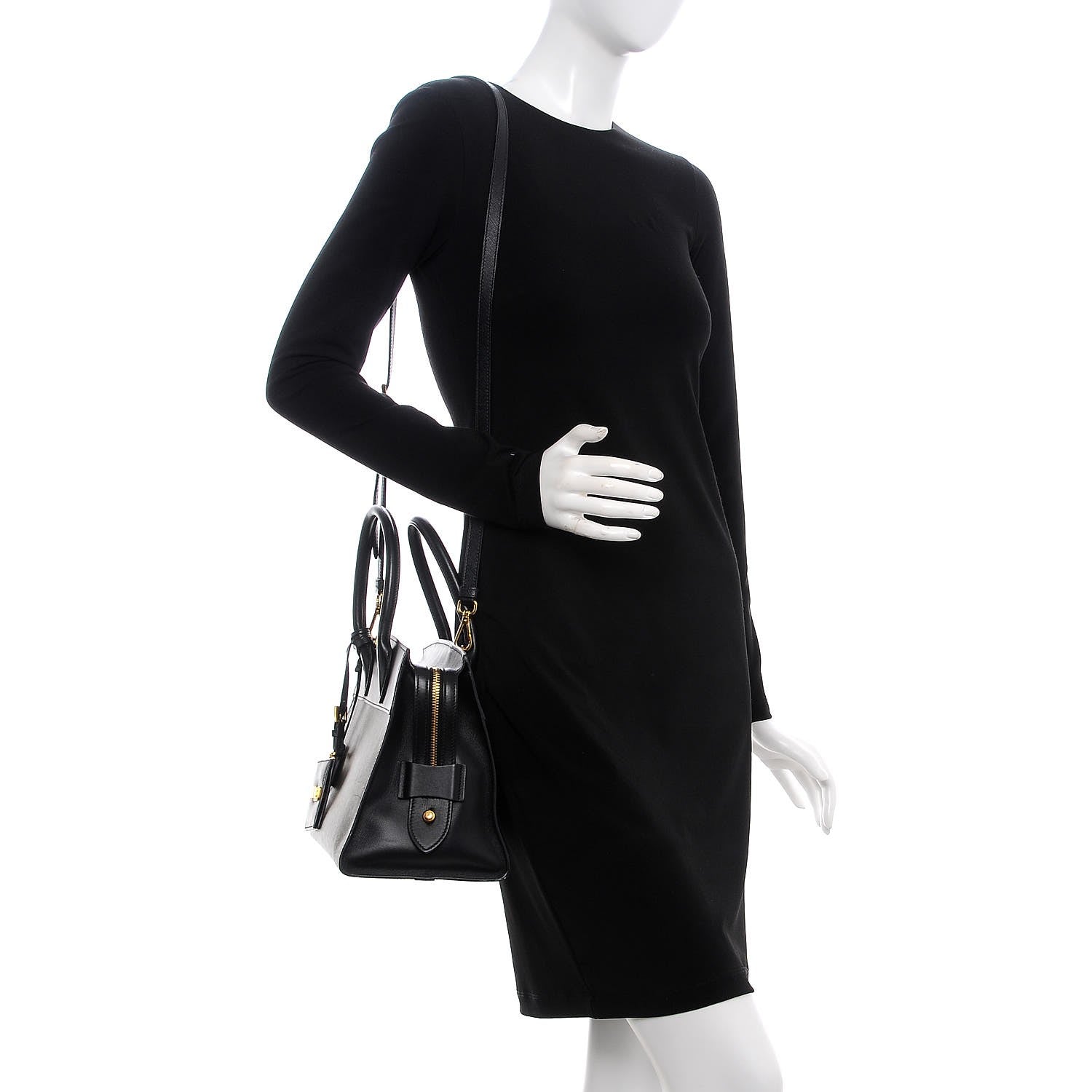 Prada Saffiano City Calf Medium Esplanade Tote Militare Black 3 of 13