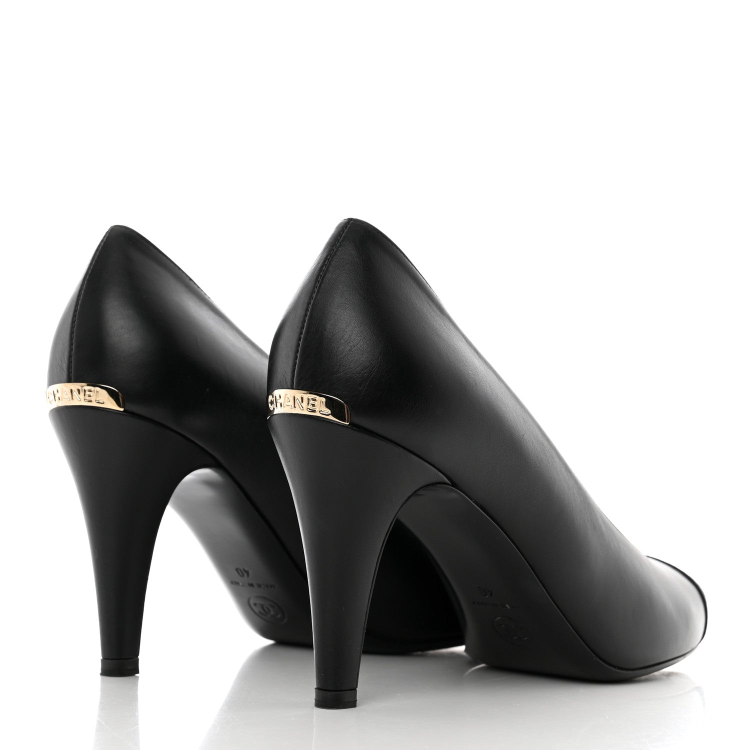Chanel Iridescent Calfskin Grosgrain Cap Toe Pumps 40 Black 4 of 8