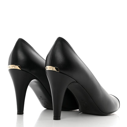 Chanel Iridescent Calfskin Grosgrain Cap Toe Pumps 40 Black 4 of 8
