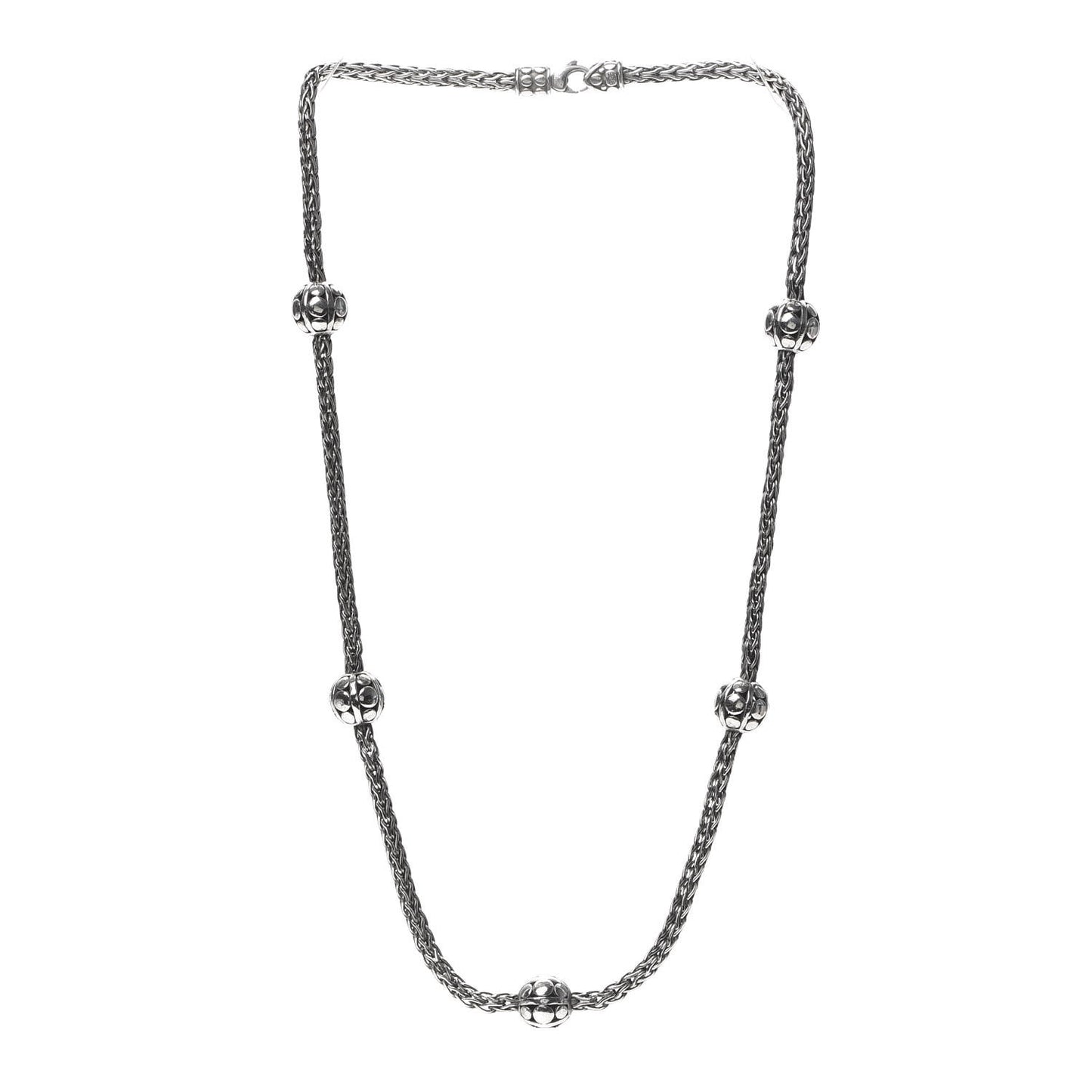 Sterling Silver Kali Five Bead Station Necklace