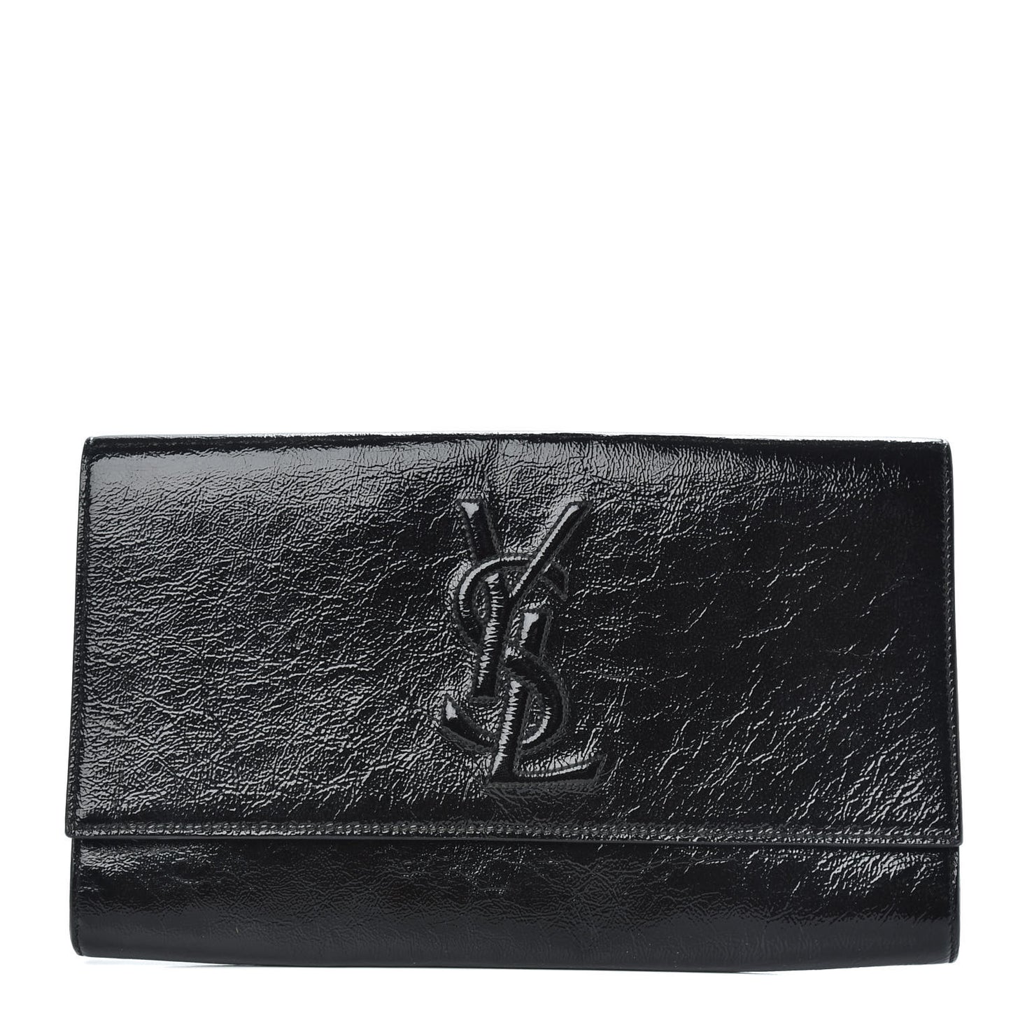 Textured Patent Monogram Large Belle De Jour Clutch Black