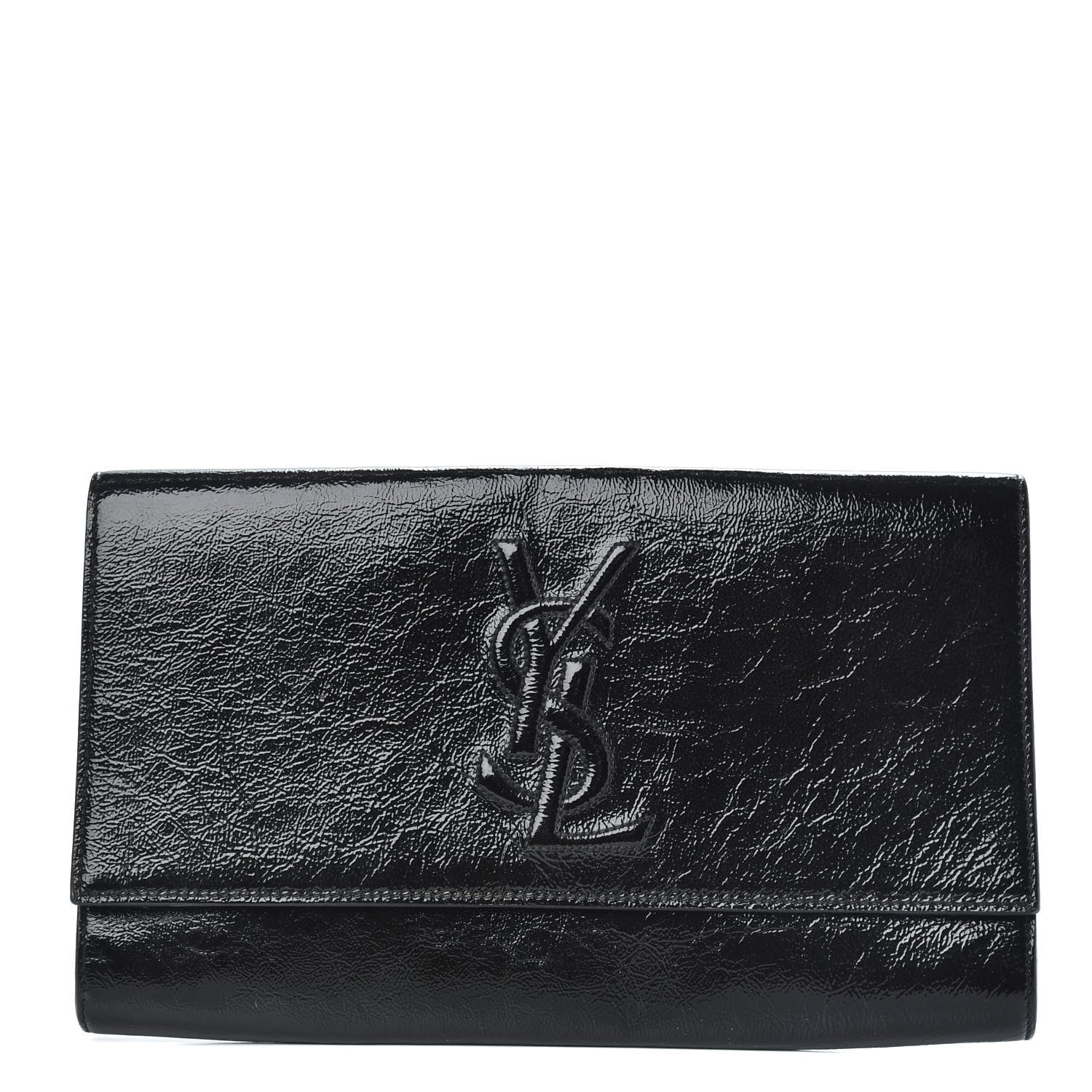 Saint Laurent Textured Patent Monogram Large Belle De Jour Clutch Black 1 of 7