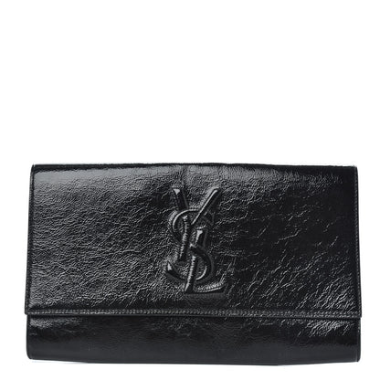 Saint Laurent Textured Patent Monogram Large Belle De Jour Clutch Black 1 of 7