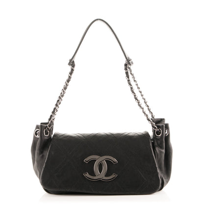 Chanel Calfskin Diamond Stitch Accordion Flap Black 1 of 7