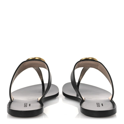 Gucci Calfskin GG Marmont Thong Sandals 36 Black 6 of 11