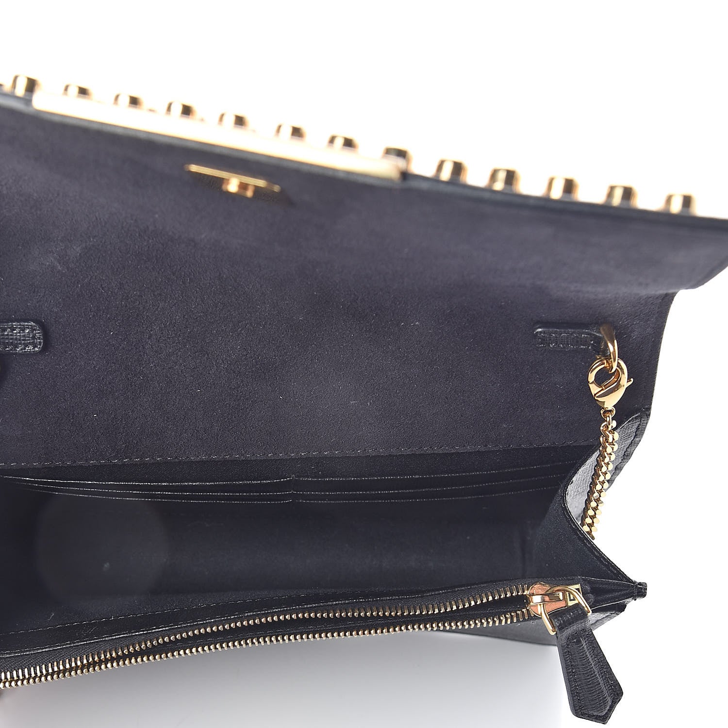 Fendi Vitello Elite Studded Tube Wallet on Chain Black 5 of 8
