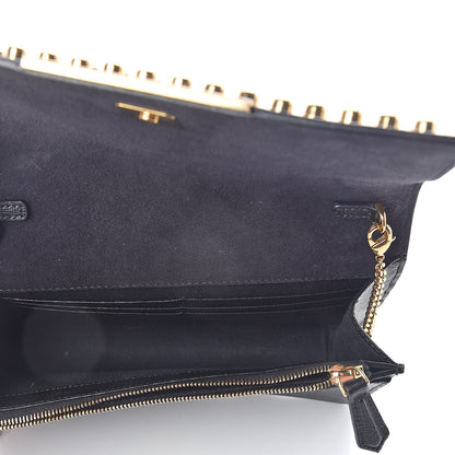 Fendi Vitello Elite Studded Tube Wallet on Chain Black 5 of 8