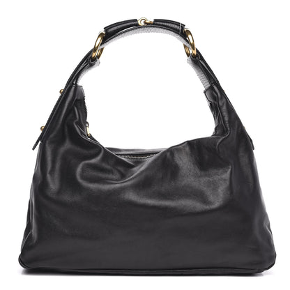 Gucci Calfskin Medium Horsebit Chain Hobo Black 1 of 11