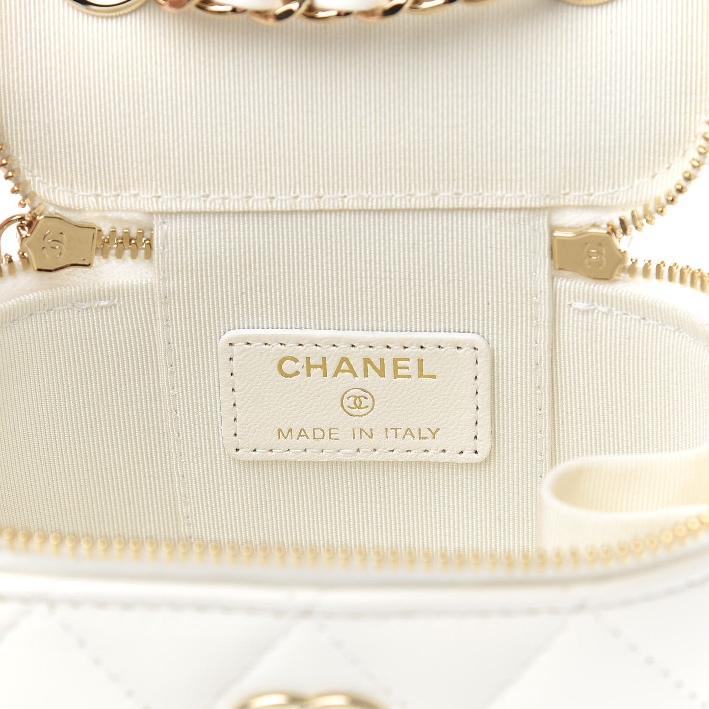 Lambskin Quilted My Chanel Lady Vanity Case With Chain White