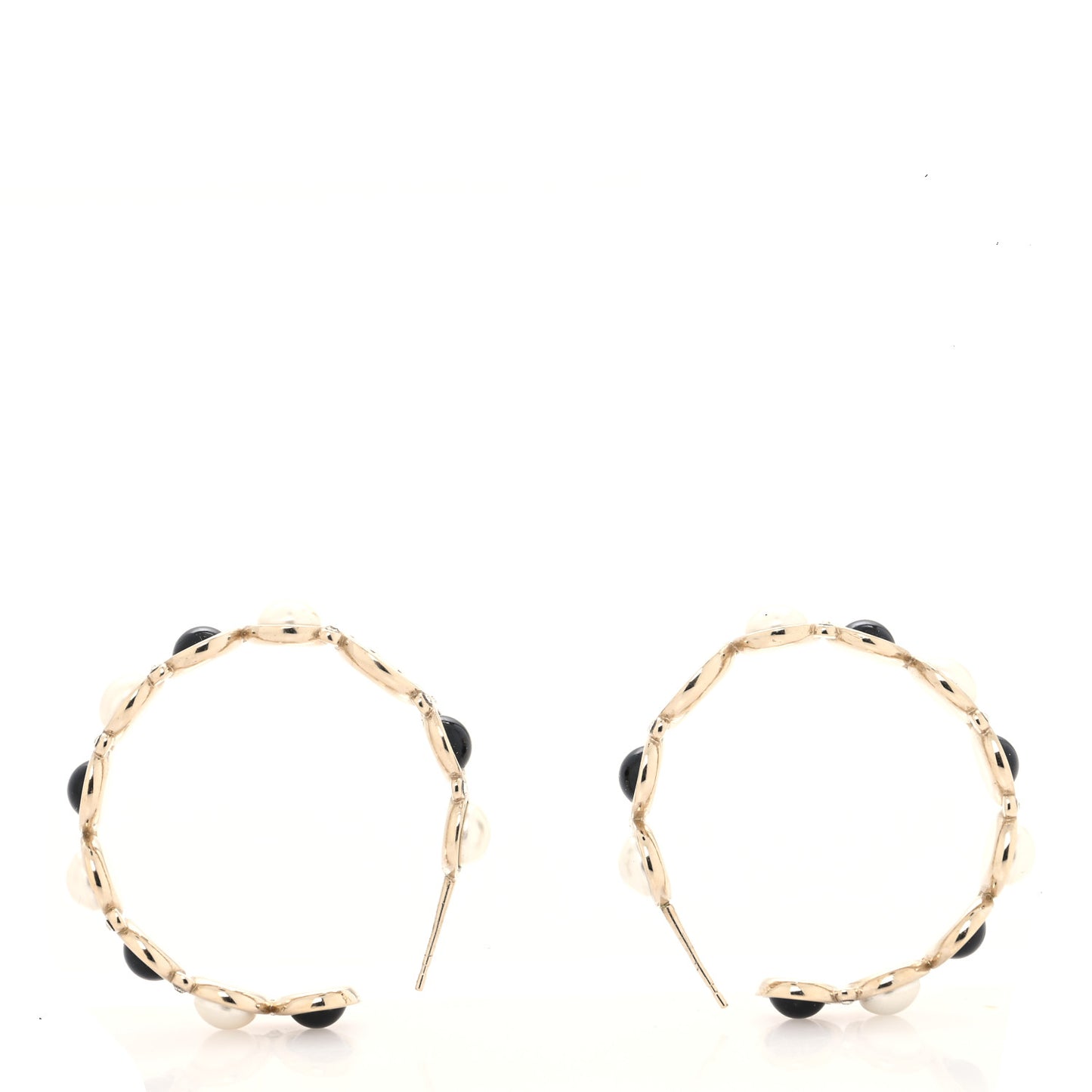 Crystal Pearl Metal Resin Polka Dot Hoop Earrings Gold Black