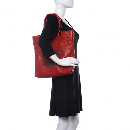 Chanel Lambskin Rock And Cabaret Chain Fringe Tote Red 3 of 11