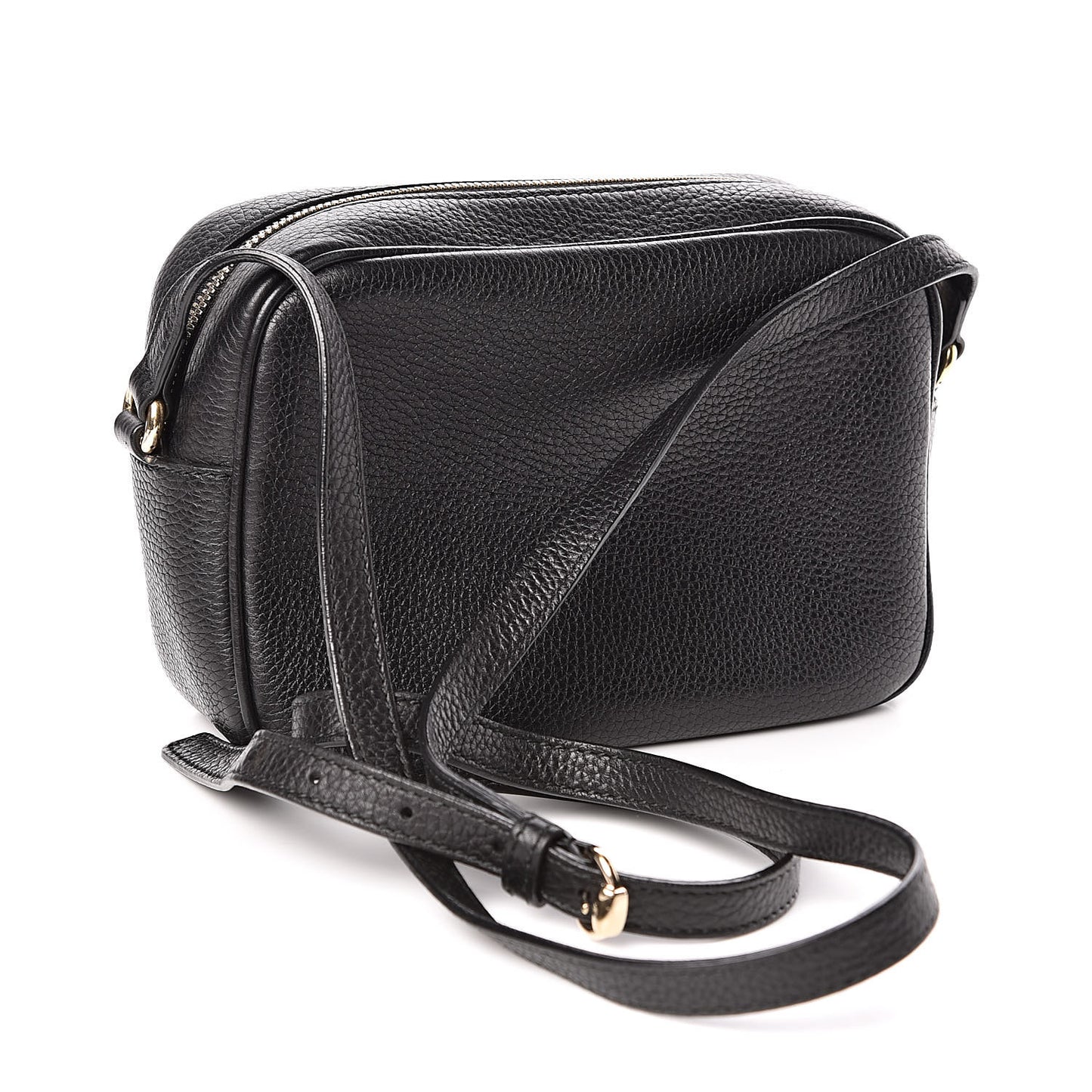 Pebbled Calfskin Small Soho Disco Bag Black