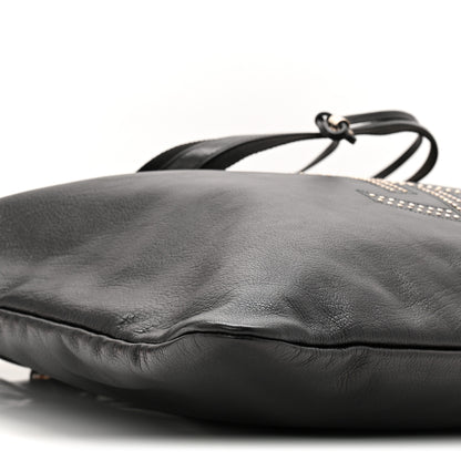 Saint Laurent Calfskin Studded Drawstring Tote Black 9 of 10
