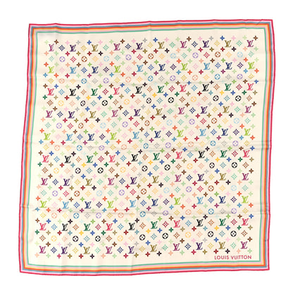 Louis Vuitton LV X TM Wool Silk Monogram Multicolor Shawl White 1 of 3