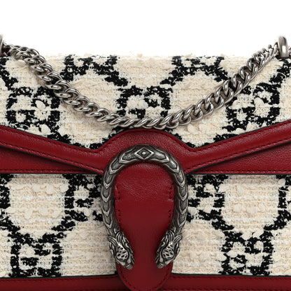 Gucci Tweed GG Monogram Small Dionysus Shoulder Bag White Black Romantic Cherry 8 of 12