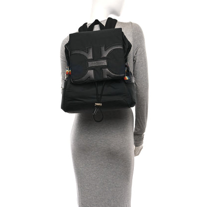 Salvatore Ferragamo Nylon Calfskin Gancio Backpack Black Multicolor 2 of 9