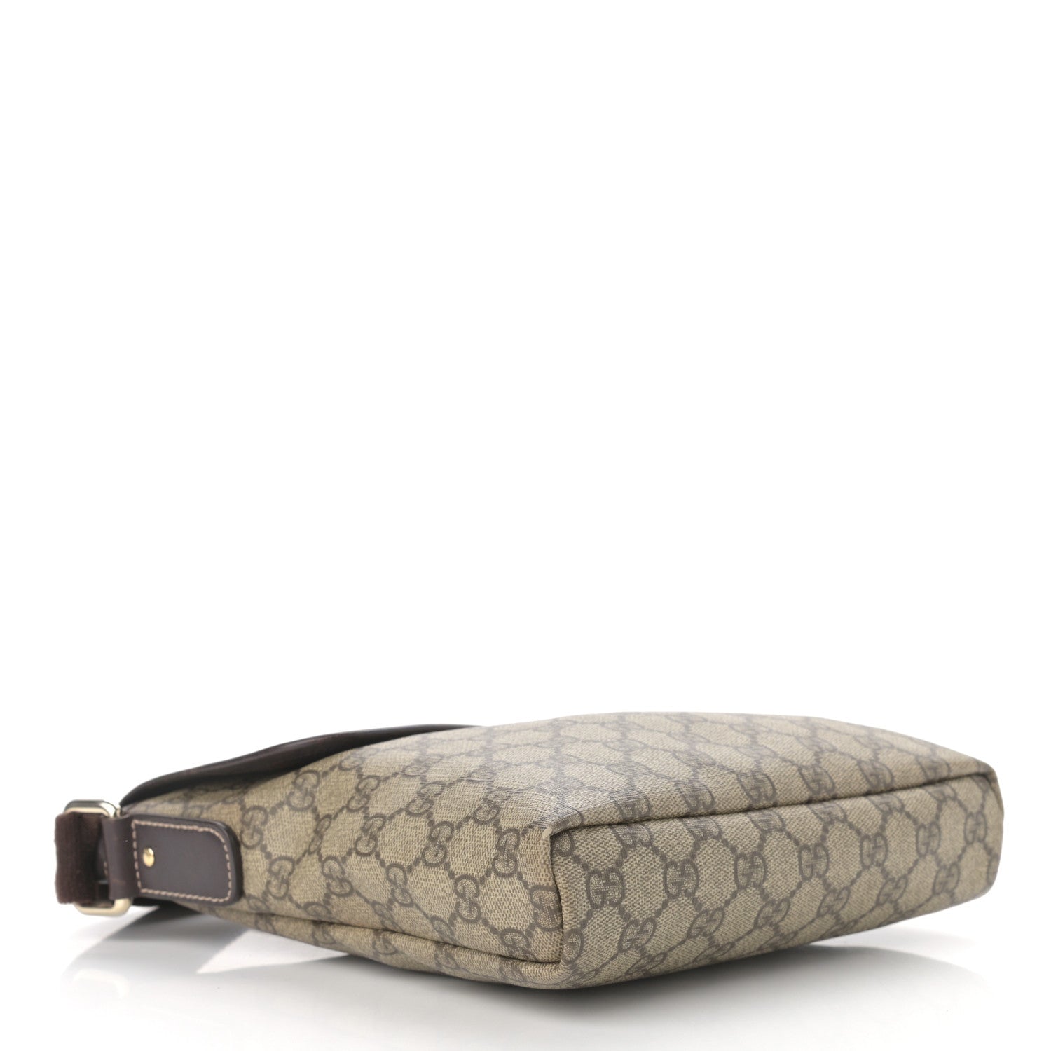 Gucci GG Supreme Monogram Selleria Calfskin Small Flap Messenger Bag Beige Ebony Cocoa Dark Chocolate 4 of 13