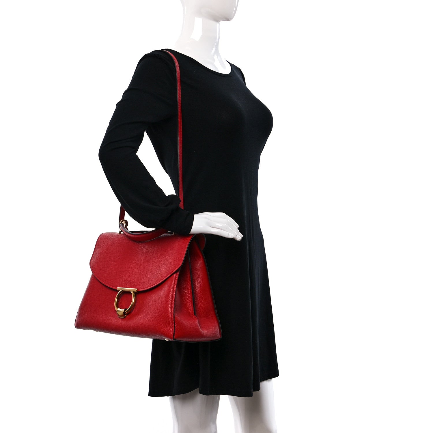 Salvatore Ferragamo Calfskin Medium Margot Top Handle Satchel Lipstick 2 of 9