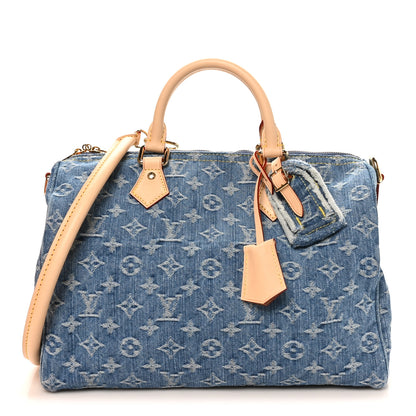 Louis Vuitton Monogram Denim Speedy Soft 30 Blue 1 of 10