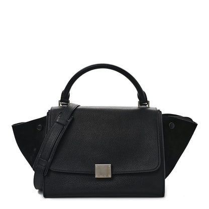 Celine Drummed Calfskin Suede Small Trapeze Black 1 of 15