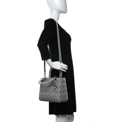 Christian Dior Pearly Lambskin Cannage Medium Lady Dior Opaline 2 of 8