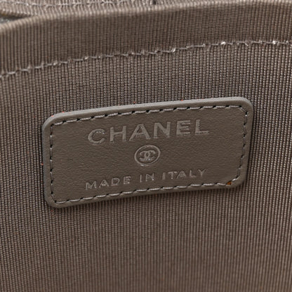 Chanel Metallic Lambskin Quilted Round Vanity Case With Chain Silver 6 of 10