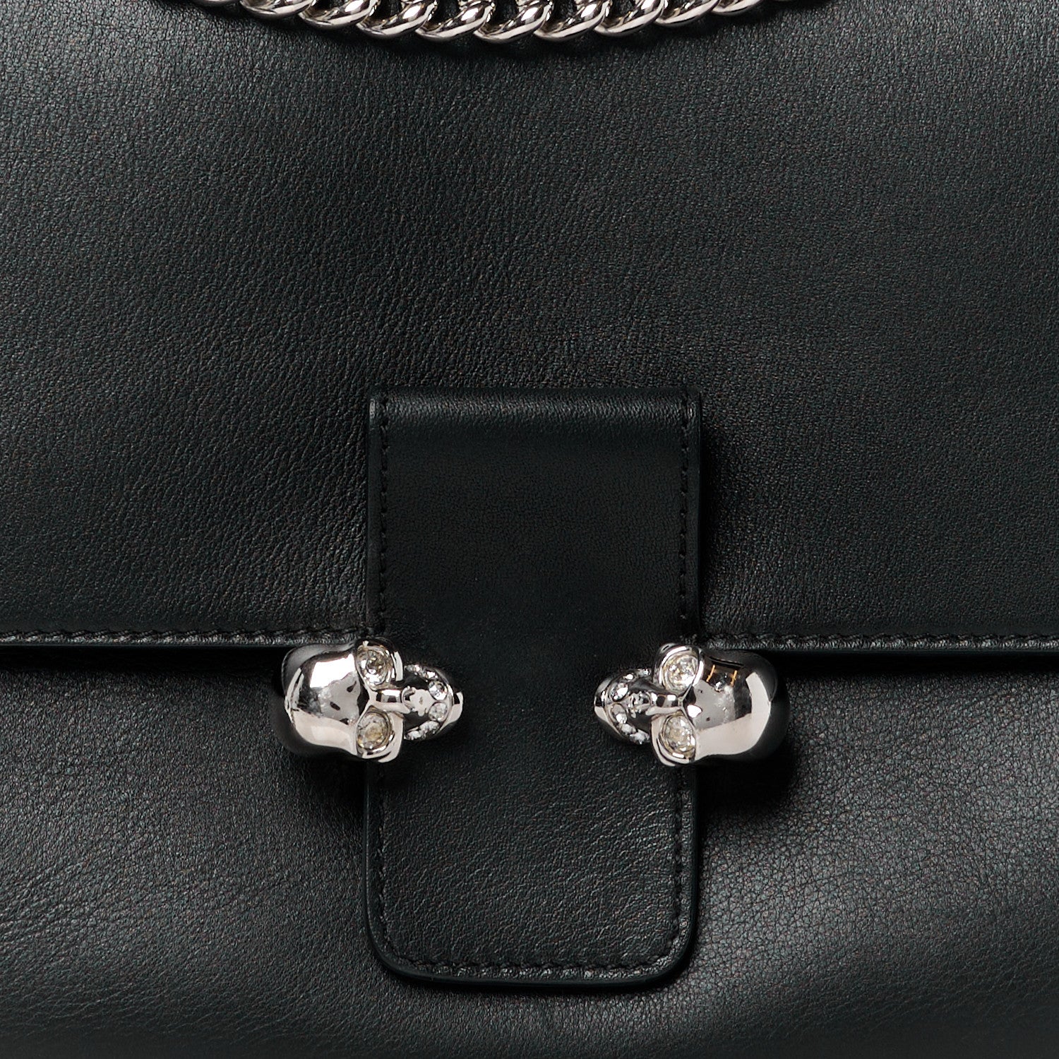 Alexander McQueen Calfskin Medium Twin Skull Chain Crossbody Black 9 of 11