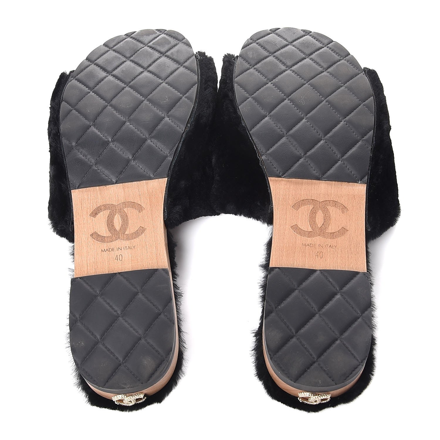 Chanel Rabbit Lambskin Fur Mules 40 Black 5 of 9